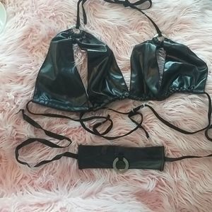 Black vinyl fetish bra